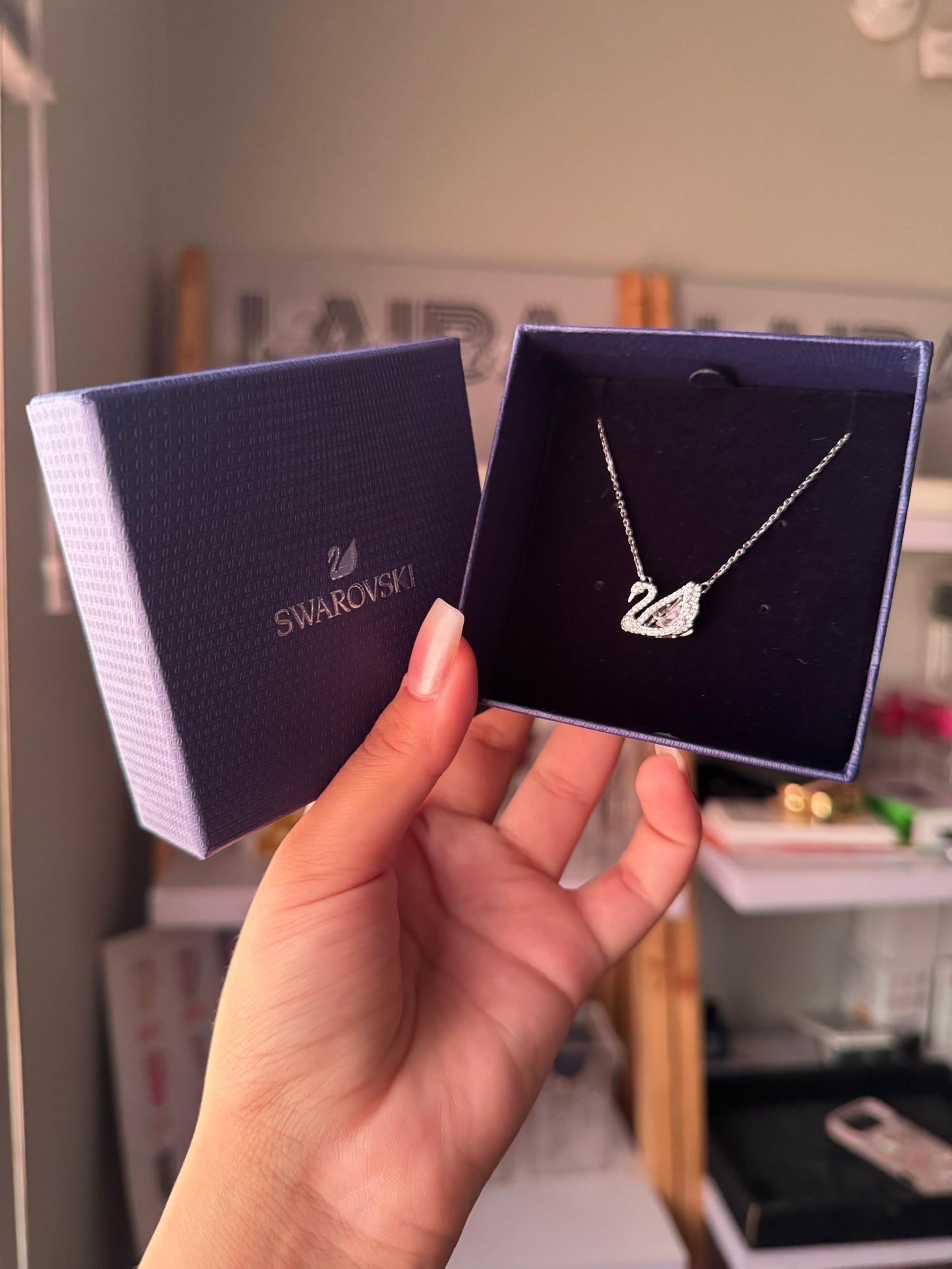 Swarovski Iconic Swan Dazzling Pendant Necklace (White Stone) – Comes in original brand packaging.