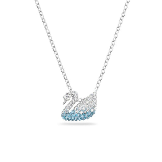 Swarovski Swan Pendant, Blue gradient crystals, Rhodium plated (Immediate Delivery Available) COME’S WITH BRANDED PACKAGING