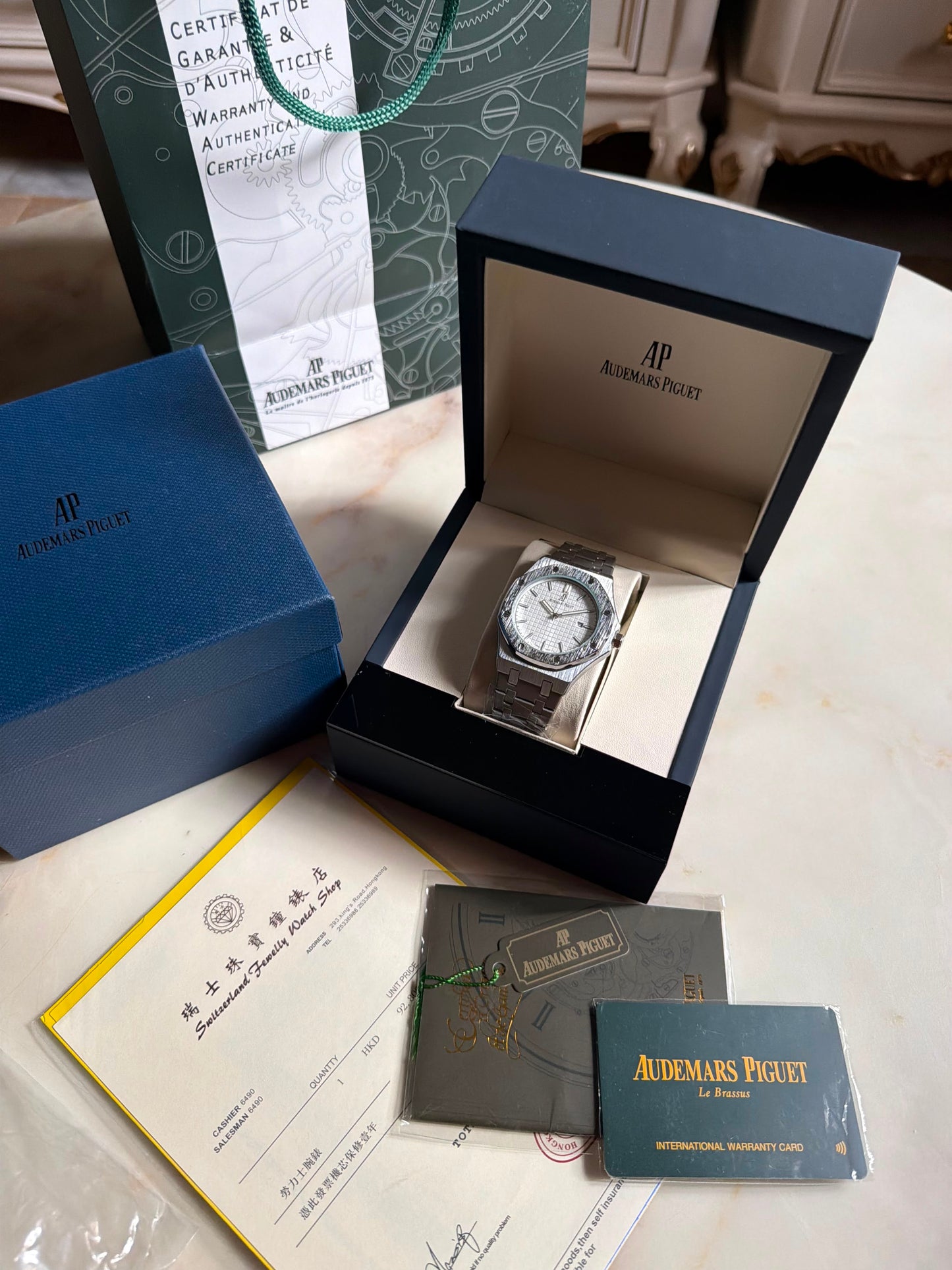 Audemars Piguet Royal Oak Silver Chain White Dial watch(With Box & Proper Packaging)