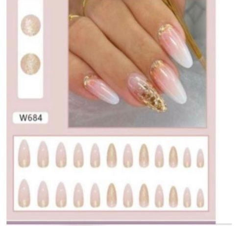 Baby Pink Gold Nails