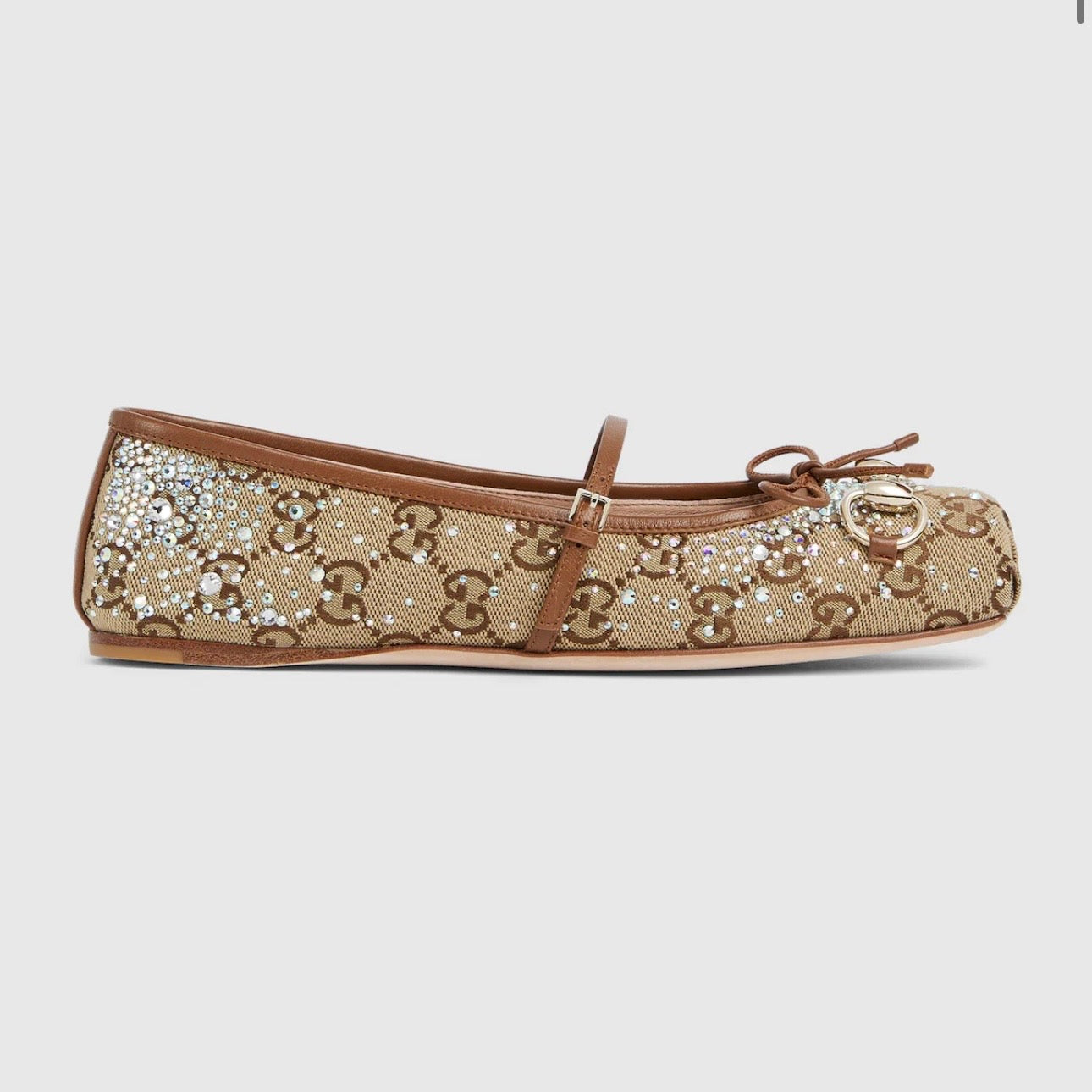 Women's GG crystal Gucci Horsebit ballet flat
