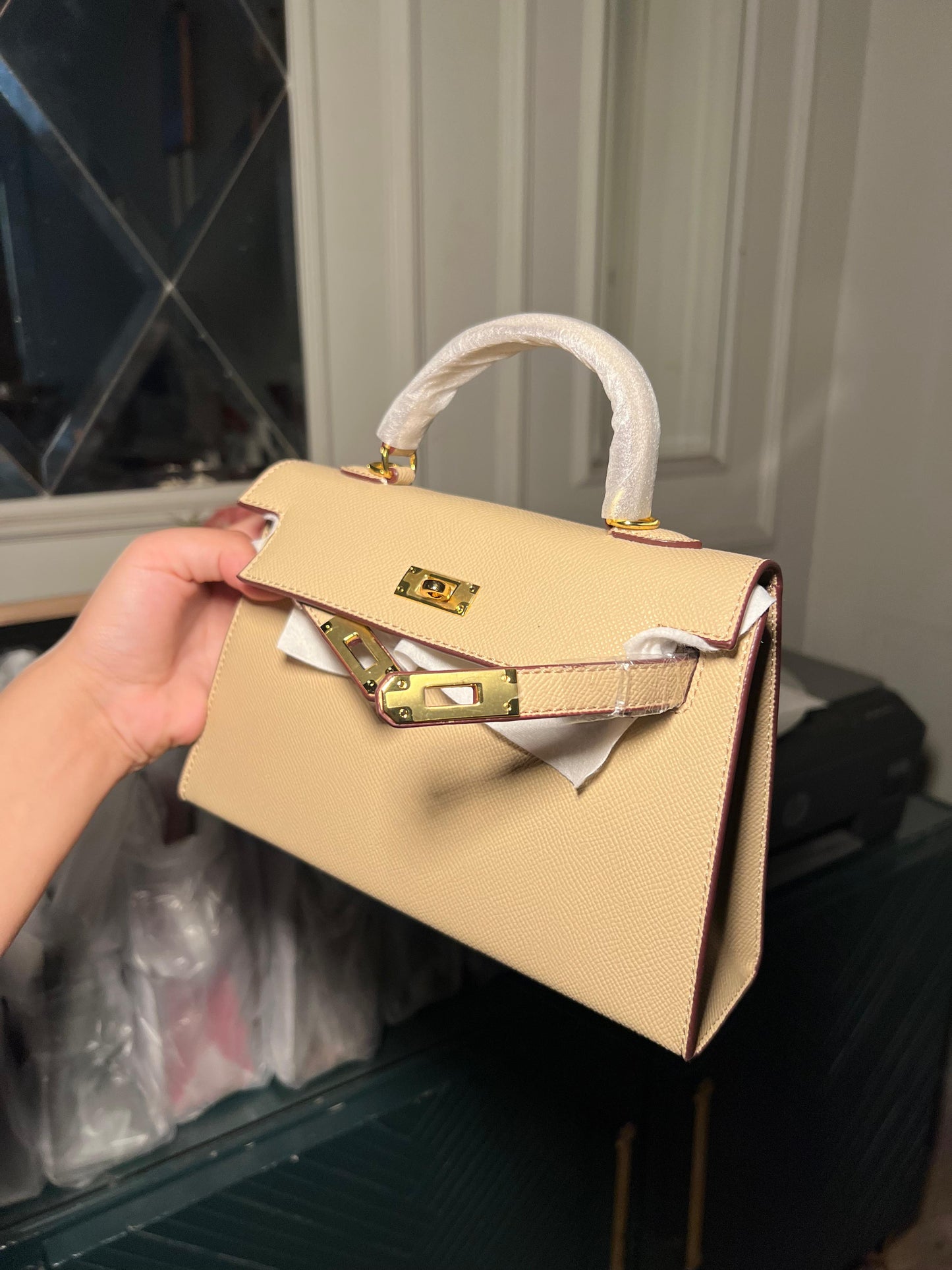 Beige Mini Kelly Bag (available for immediate delivery)