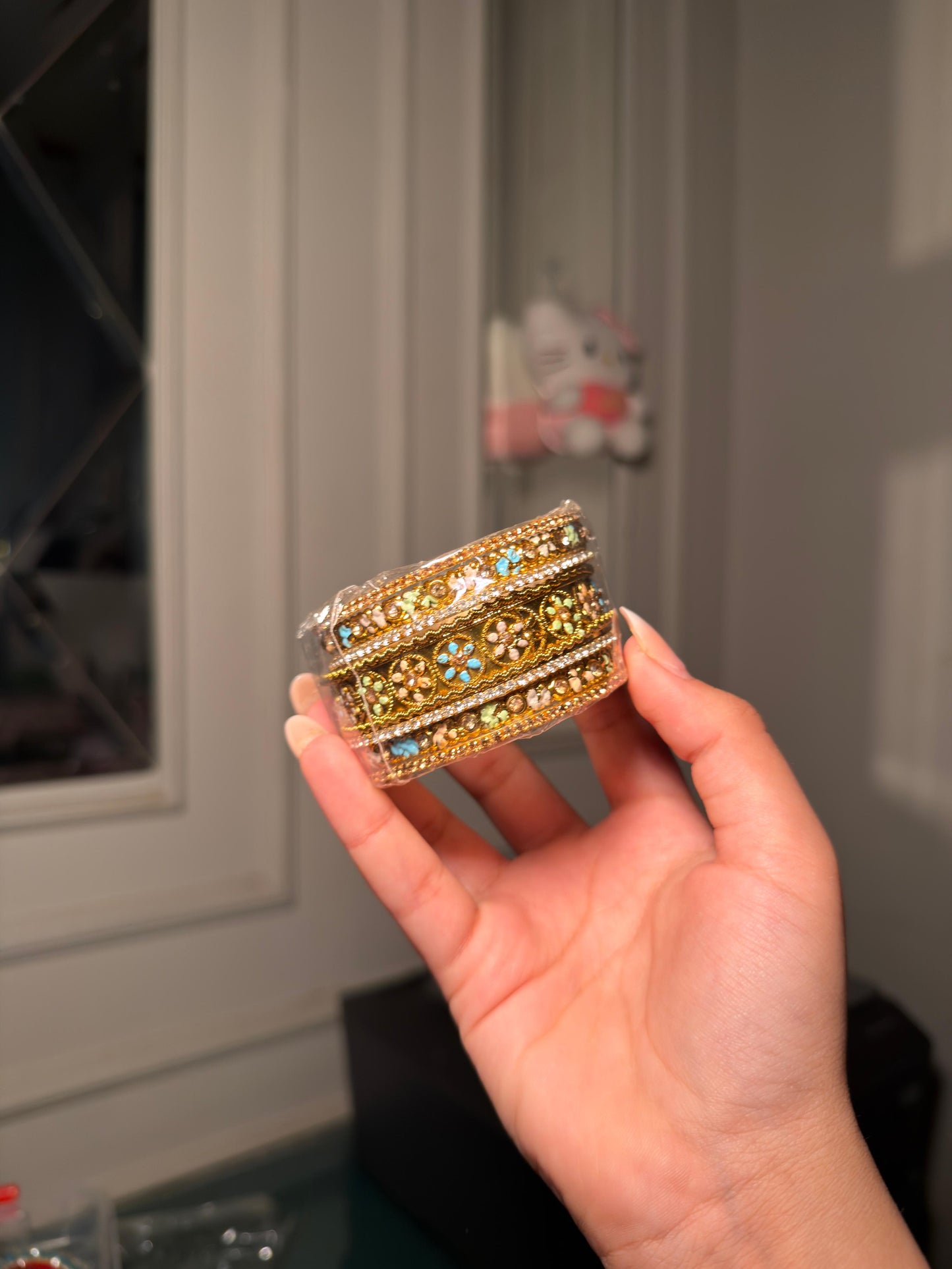 Pastel Floral Kundan Bangles