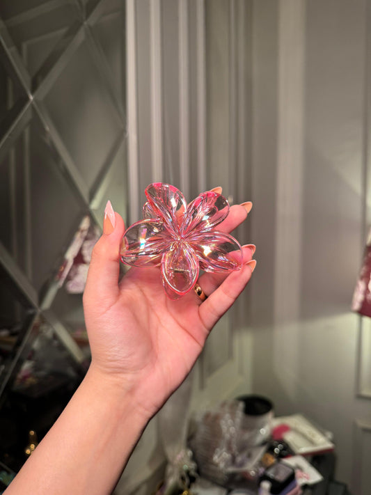 Pink transparent hair claw