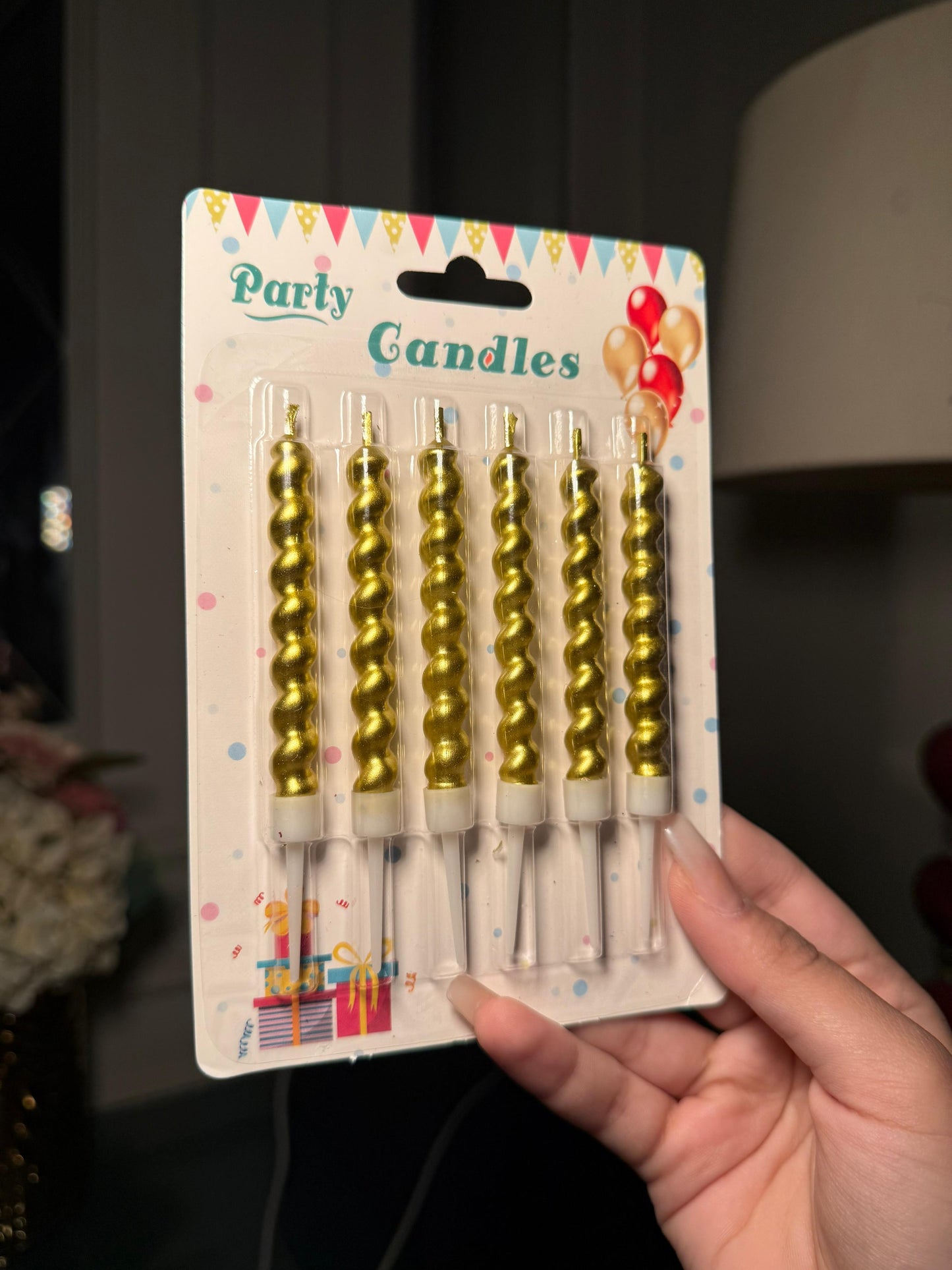 Pack of 6 party golden candles