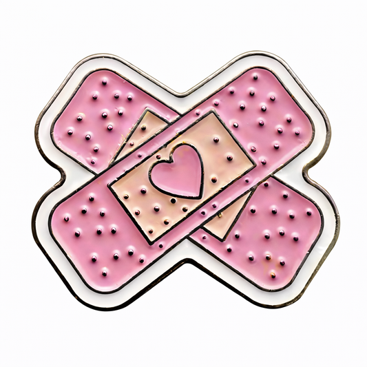 Pink Bandage Heart Metal Phone Sticker
