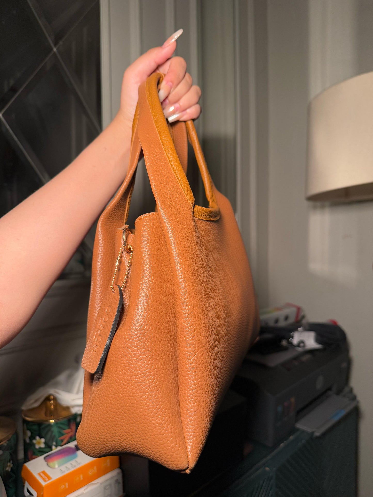 Coach Lana Shoulder Bag 23 In Signature Jacquard Brown Leather