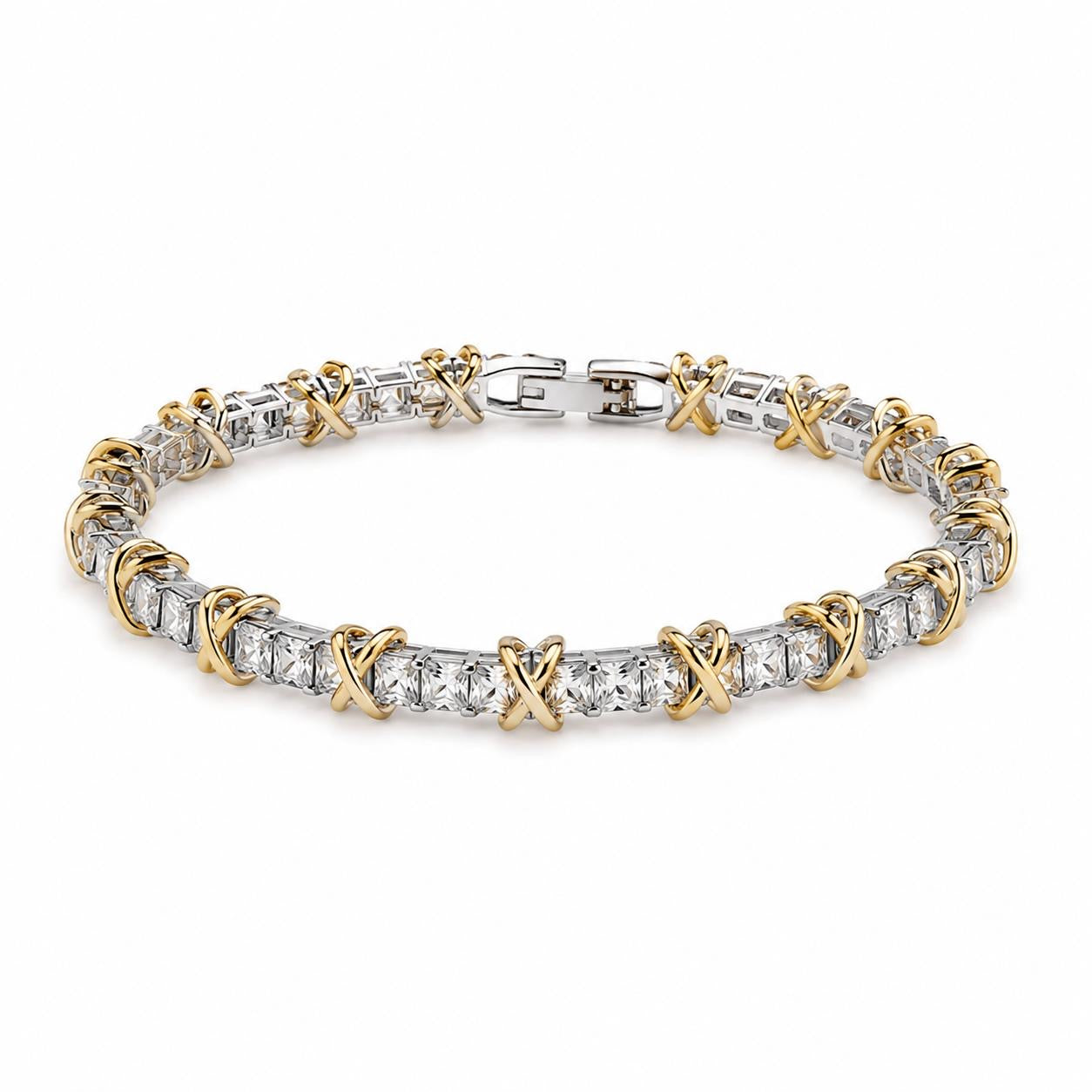 Tiffany & Co. Tiffany Inspired Crystal X Tennis Bracelet(With Box & Proper Brand Packaging)