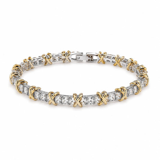 Tiffany & Co. Tiffany Inspired Crystal X Tennis Bracelet(With Box & Proper Brand Packaging)