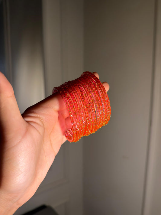 Orange Indian Raindrop Bangles