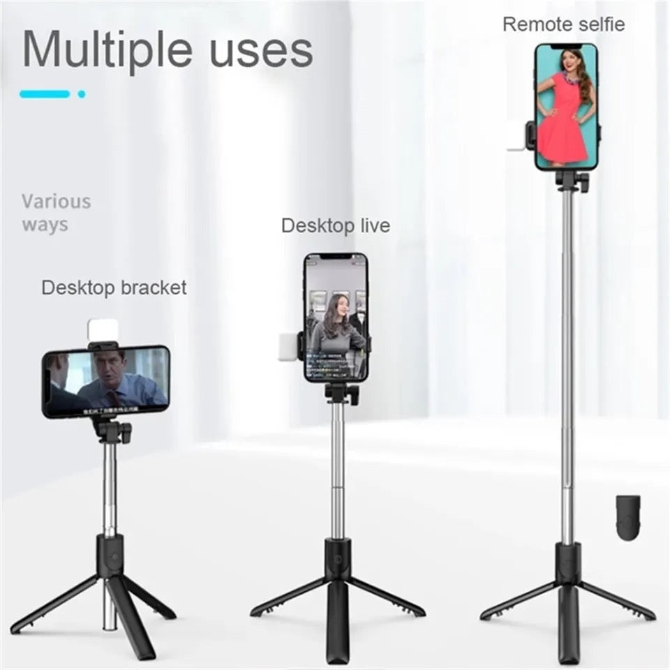 Mini bluetooth tripod with mini light