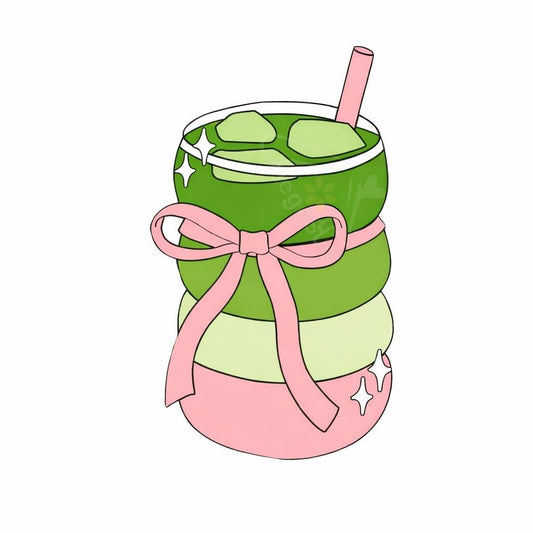 Matcha Drink with Bow Pin – Metal Phone Charm Sticker
