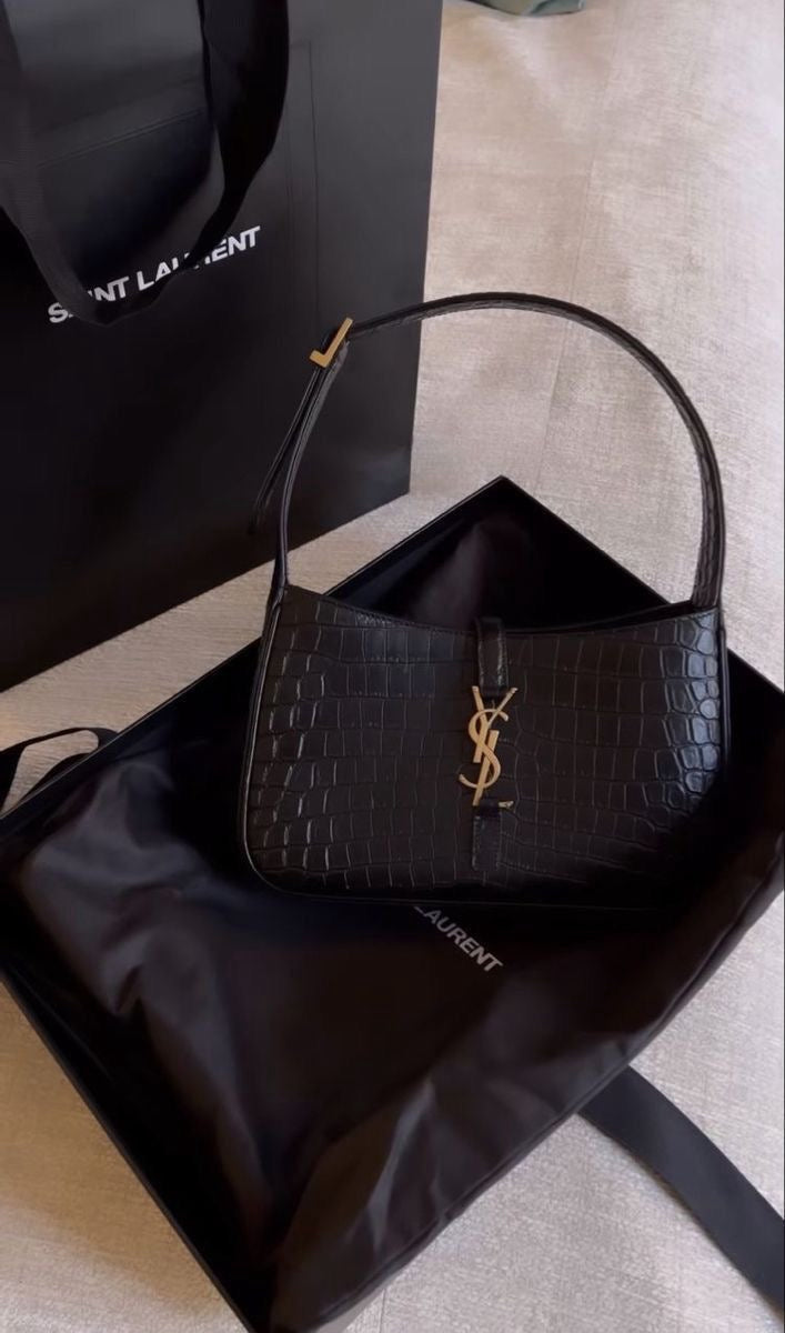 YSL Black Crocodile shoulder bag (In Stock)