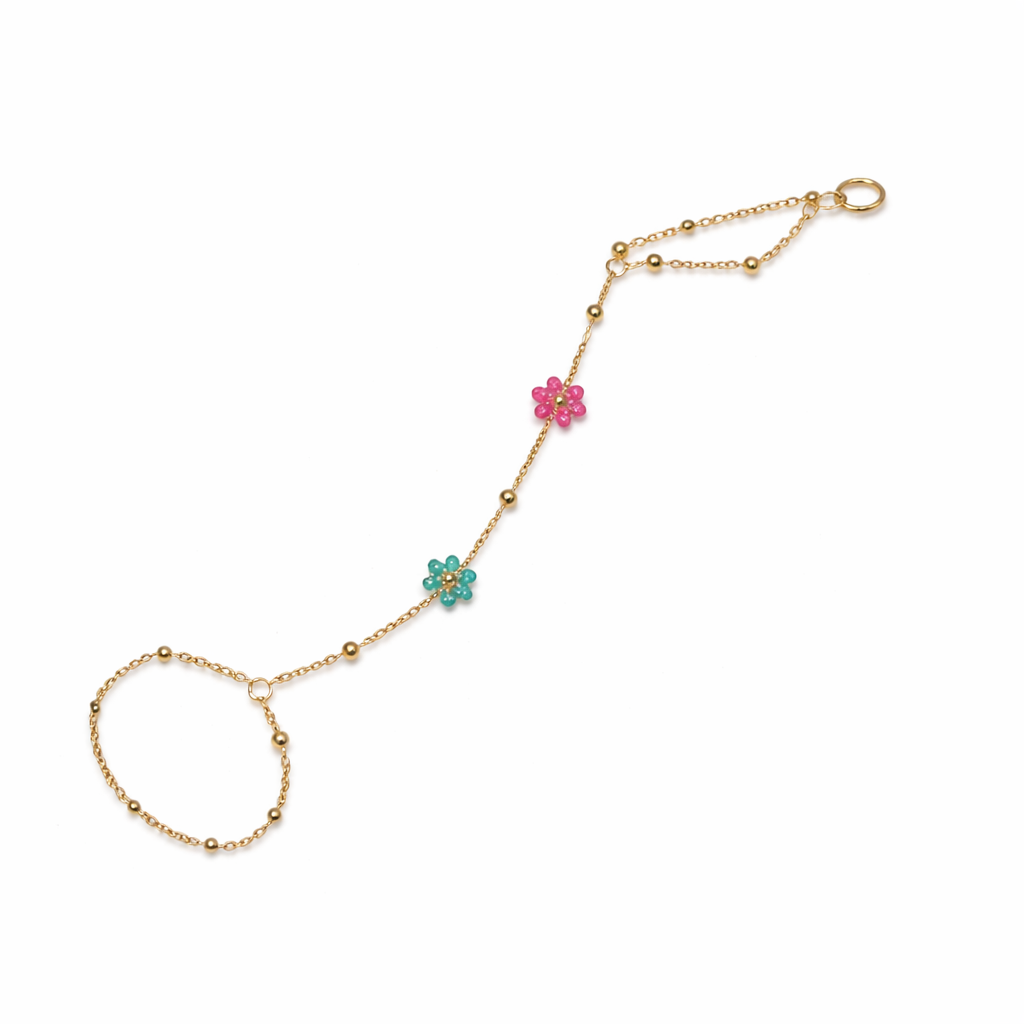 Flower beaded hand chain