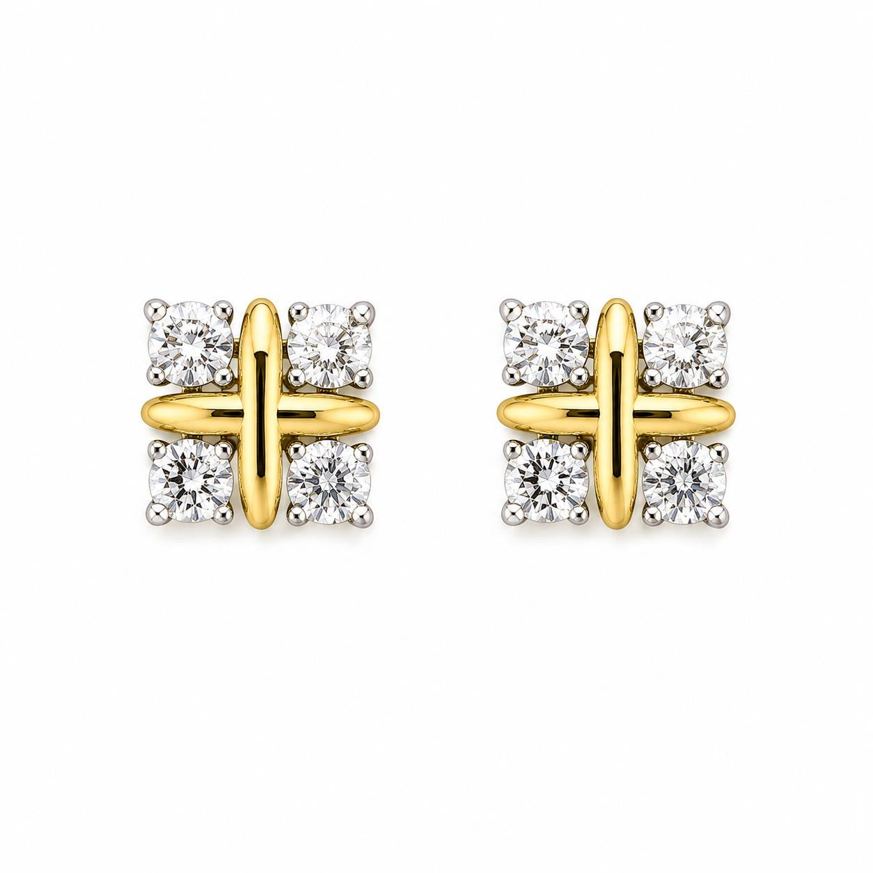 Tiffany & Co. Crystal Cross Stud Earrings(With Box & Proper Brand Packaging)