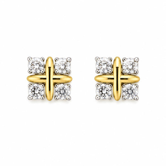 Tiffany & Co. Crystal Cross Stud Earrings(With Box & Proper Brand Packaging)