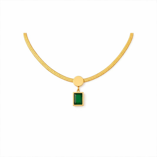 Emerald gold necklace