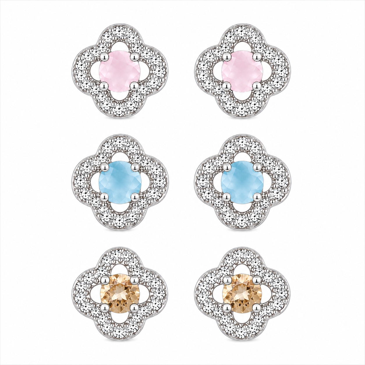 Luna Clover Zircon Studs
