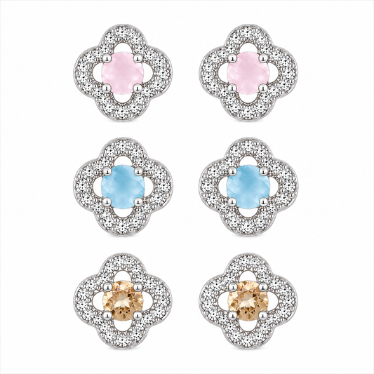 Luna Clover Zircon Studs