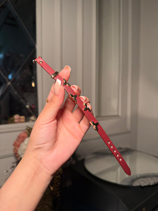 Louis Vuitton Maroon Monogram Leather Bracelet