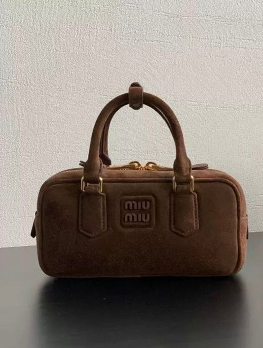 Caramel Brown Miu Miu Leather Mini Top-Handle Bag