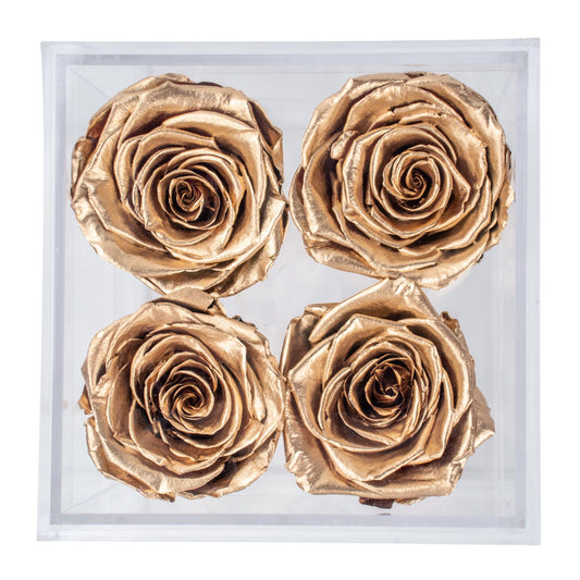 Box of 4 Golden preserved roses