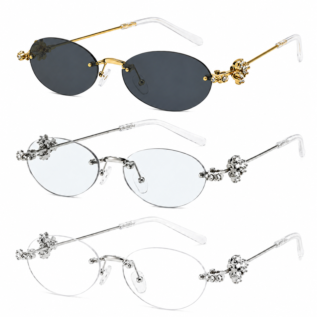 Gentle Monster Floral Rimless Oval Glasses
