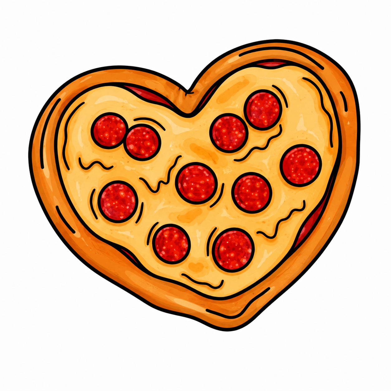 Heart Pepperoni Pizza Metal Phone Charm Sticker