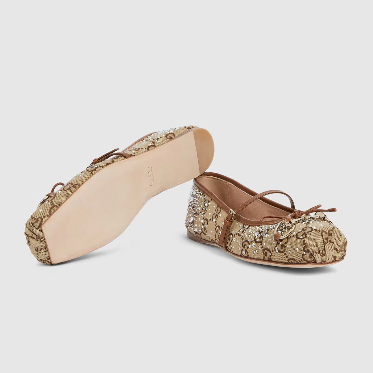 Women's GG crystal Gucci Horsebit ballet flat