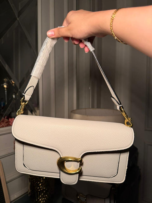 WHITE TABBY COACH SHOULDER BAG (WITH BOX) (IMMEDIATE DELIVERY AVAILABLE) 26CM