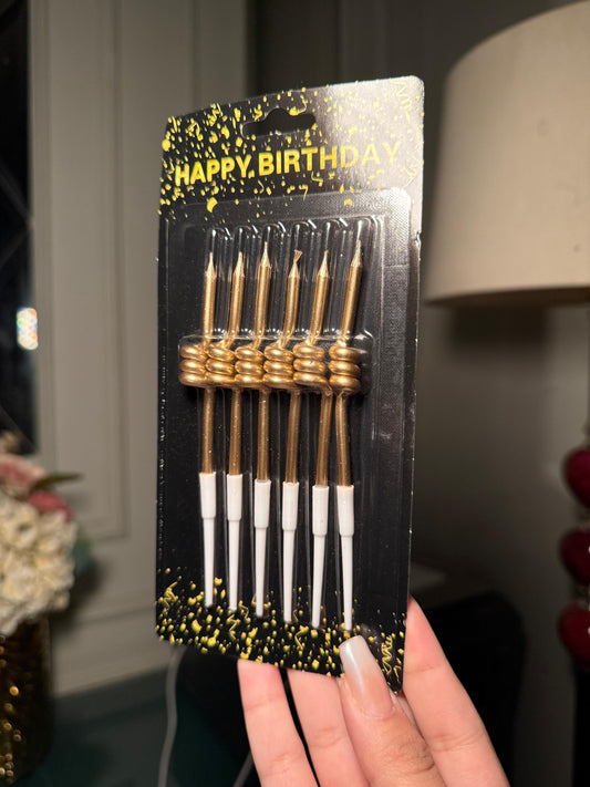 Pack of 6 golden spiral birthday candles