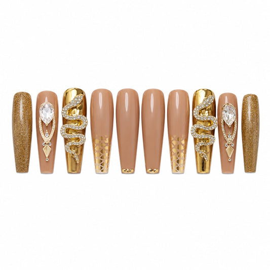 Gold Snake Nails