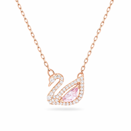 Swarovski Aurora Swan Pendant, Pink stone, Rose-gold tone plated (Immediate Delivery Available)