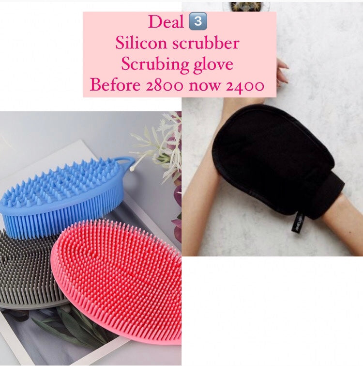 Silicon scrubber abd scrubbing gloves bundle