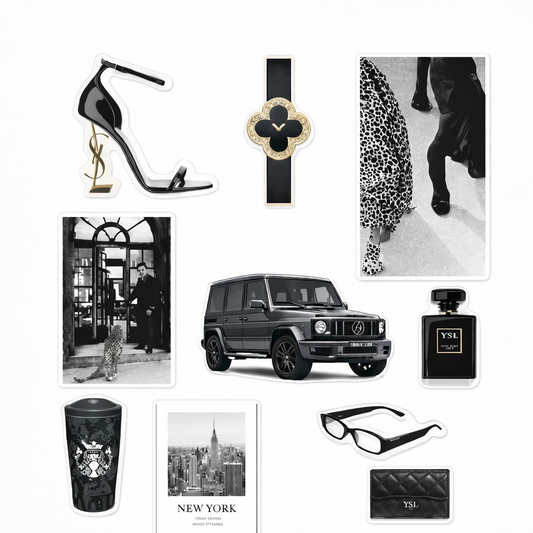 Luxury Black Fashion Phone & Laptop Sticker Sheet