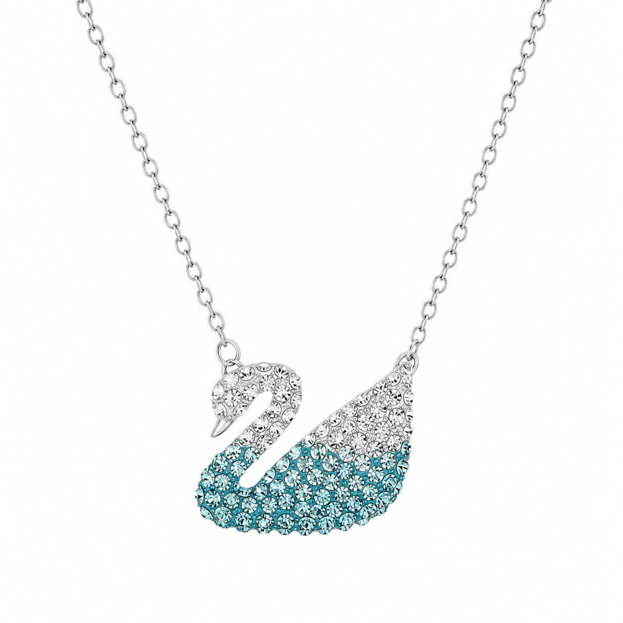 Swarovski Swan Pendant, Blue gradient crystals, Rhodium plated (Immediate Delivery Available) COME’S WITH BRANDED PACKAGING