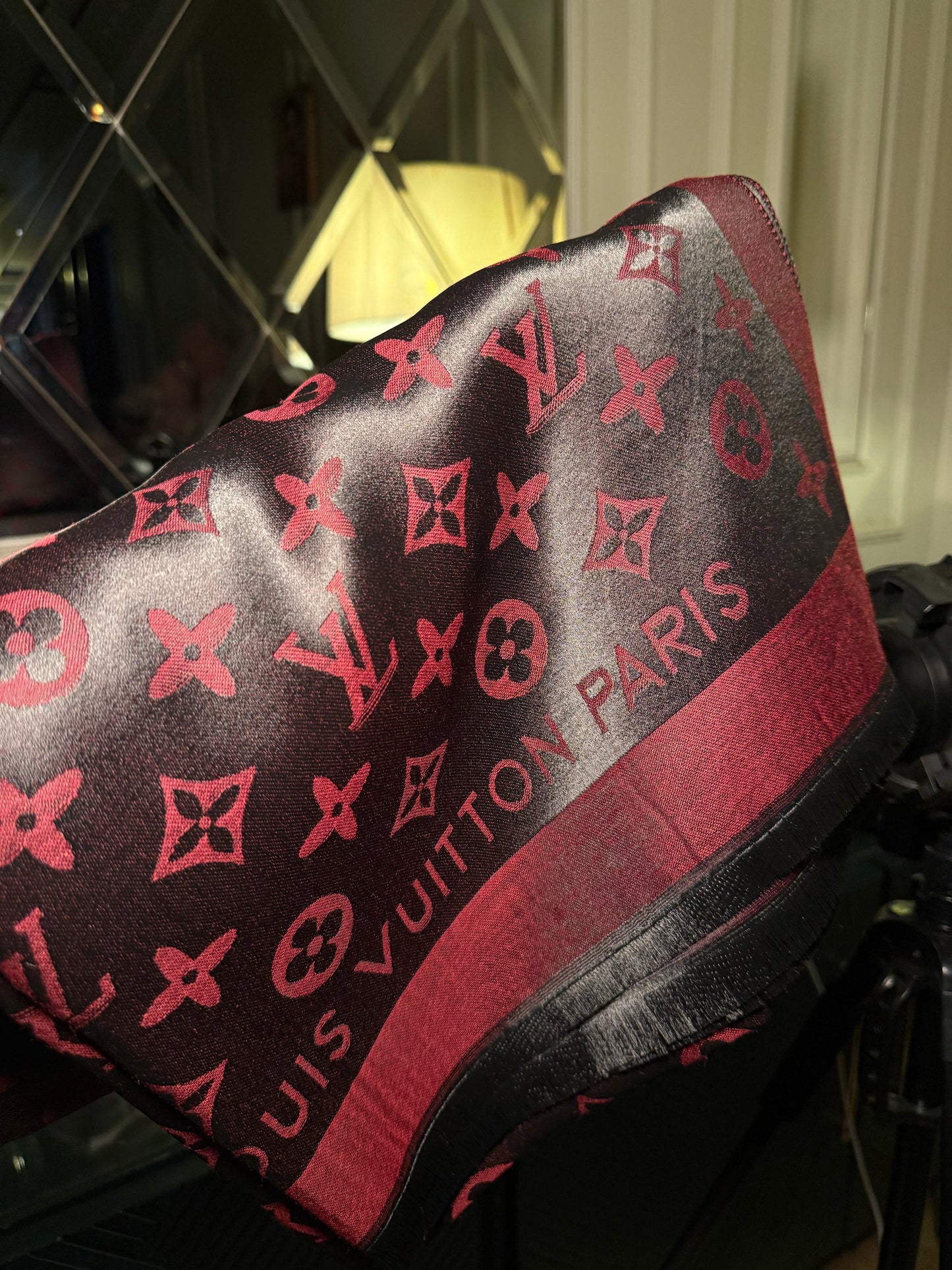 LV Red/Black scarf/ stole (IMMEDIATE DELIVERY AVAILABLE)