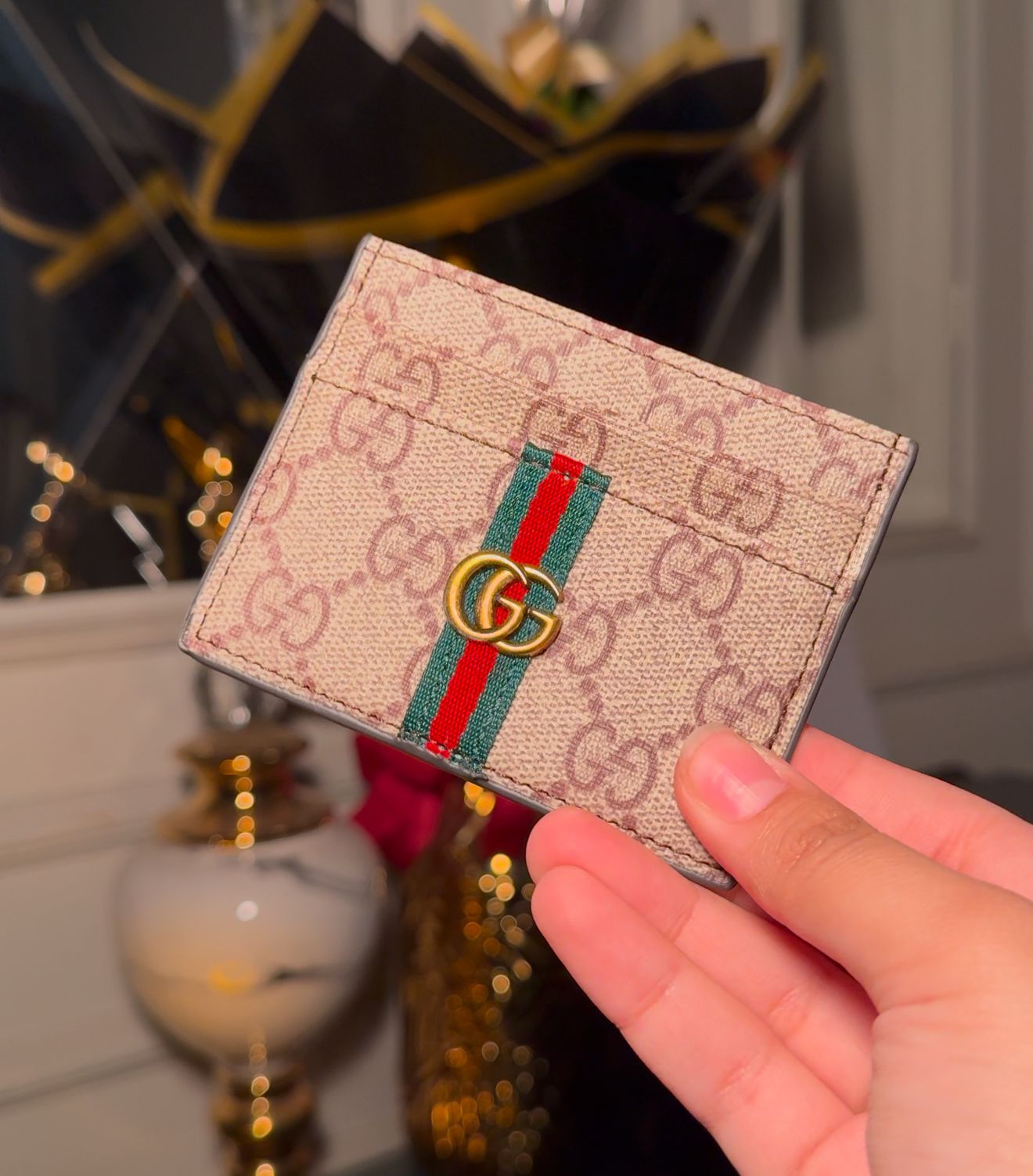 Brown Gucci card holder (with box)