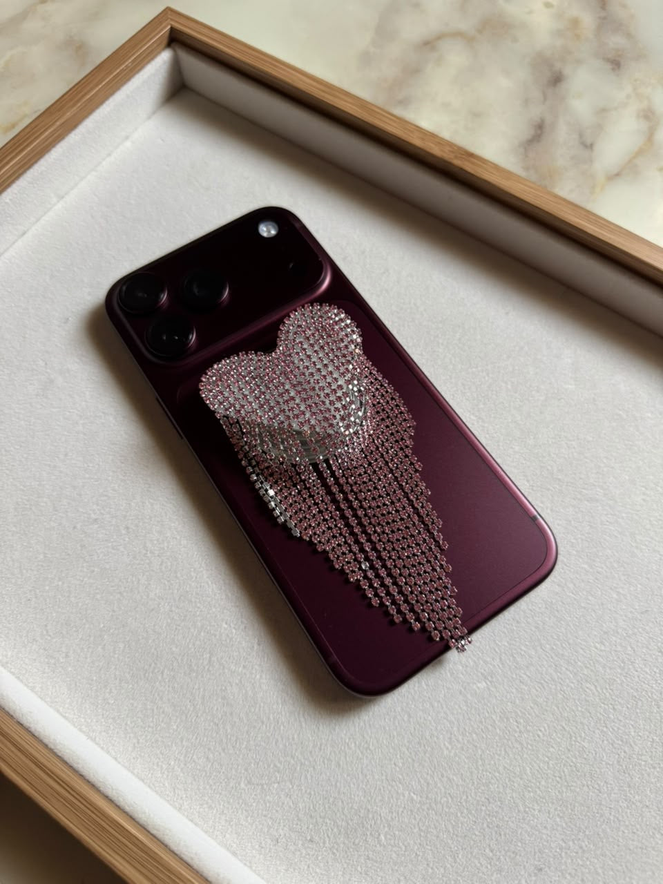 Rhinestone Heart Phone Pop Socket