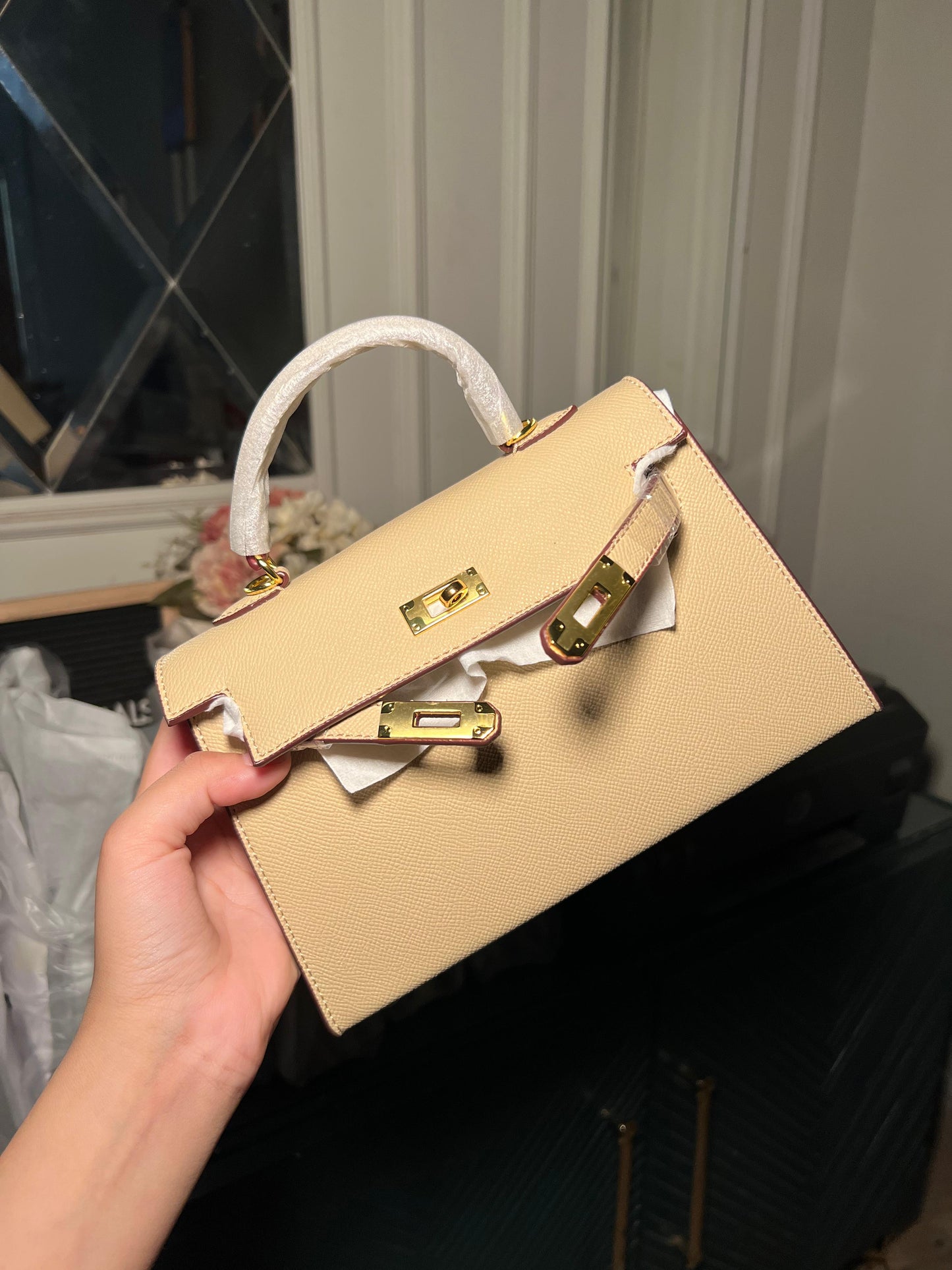 Beige Mini Kelly Bag (available for immediate delivery)