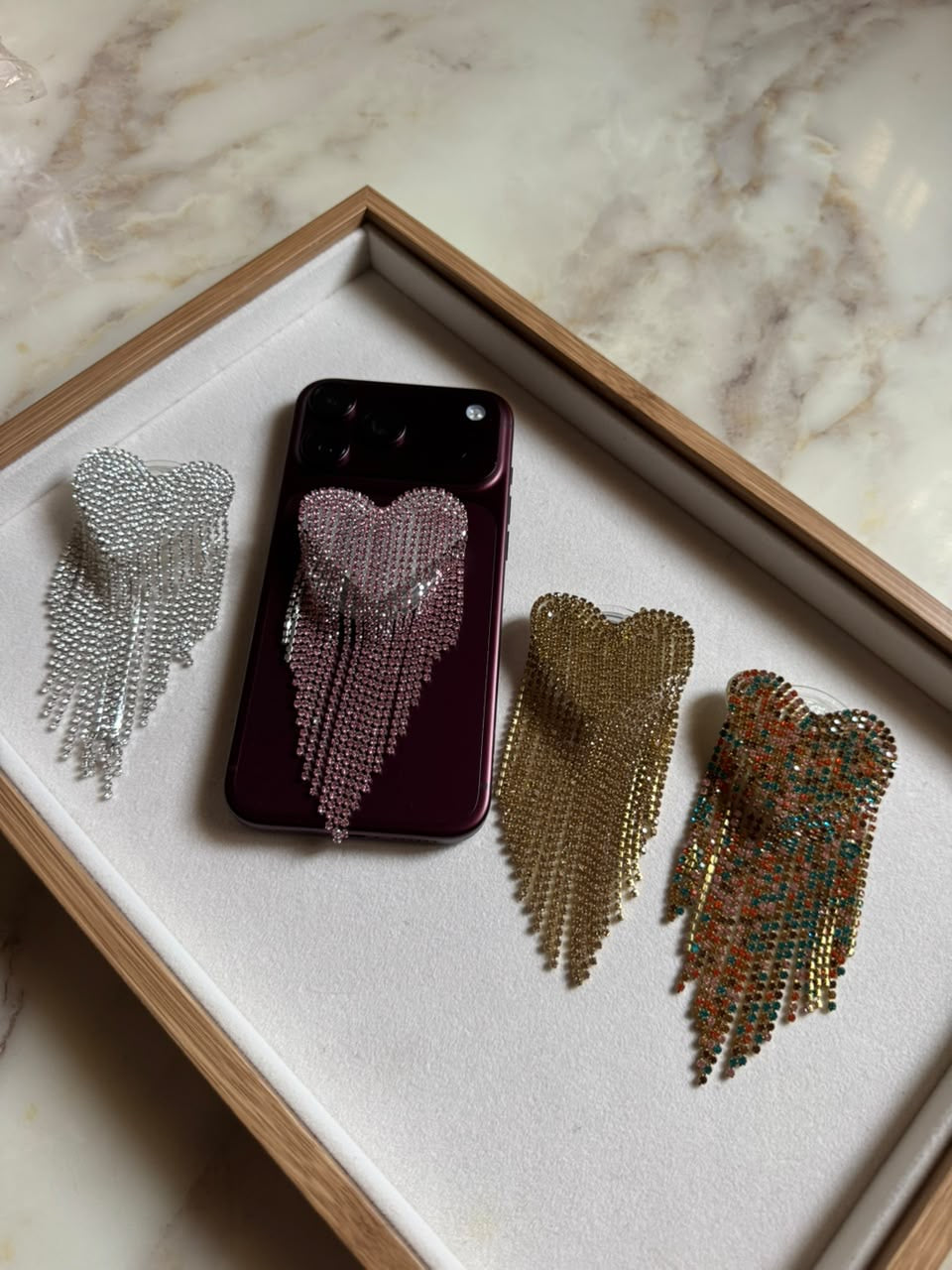 Rhinestone Heart Phone Pop Socket