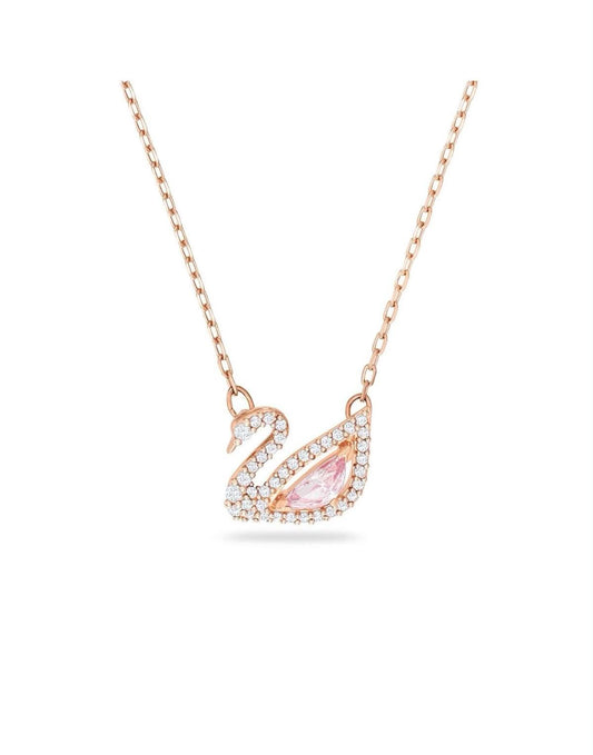 Swarovski Swan Pendant, Pink stone, Rose-gold tone plated (Immediate Delivery Available)