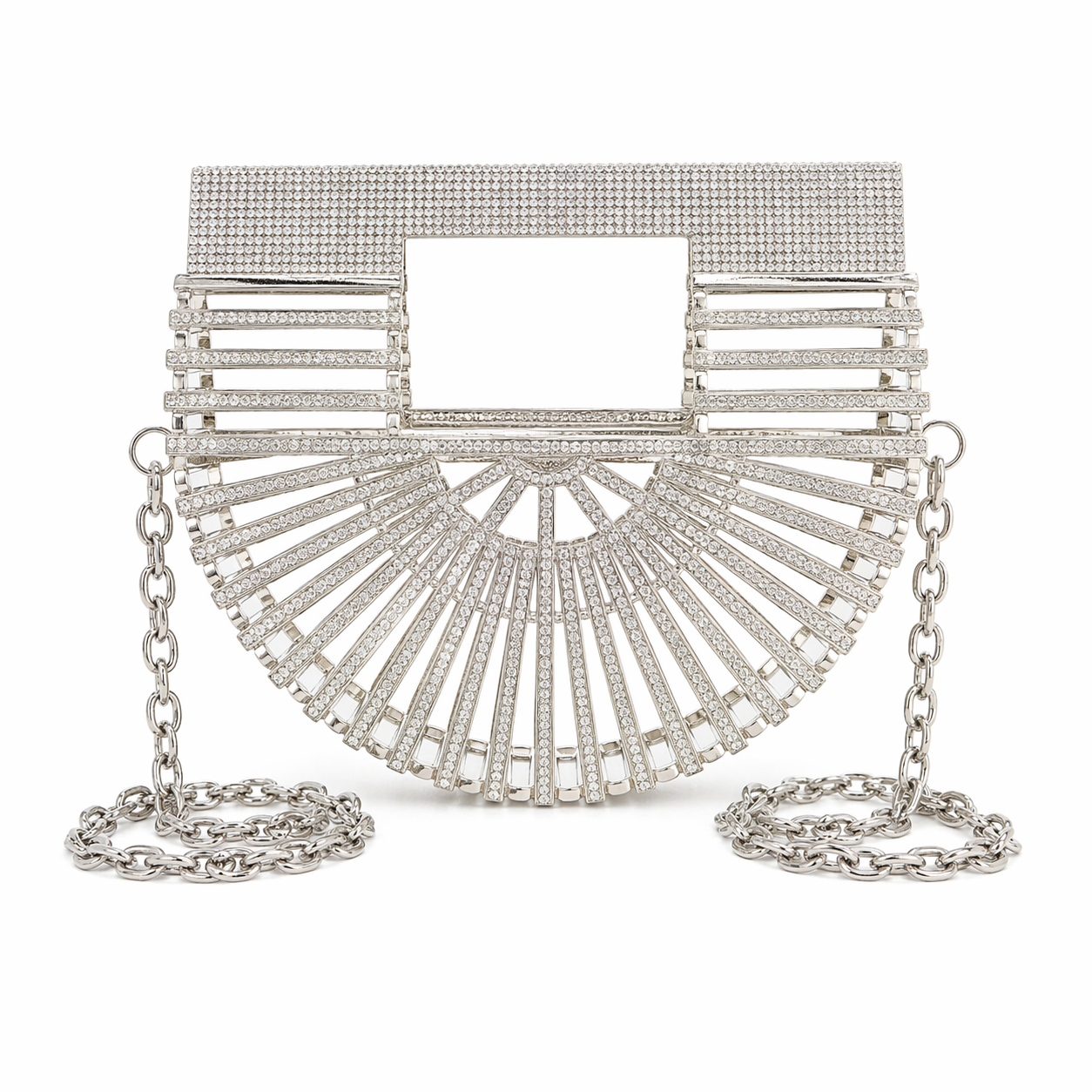 Silver Half moon crystal bag