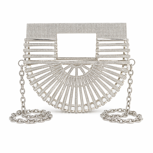Silver Half moon crystal bag