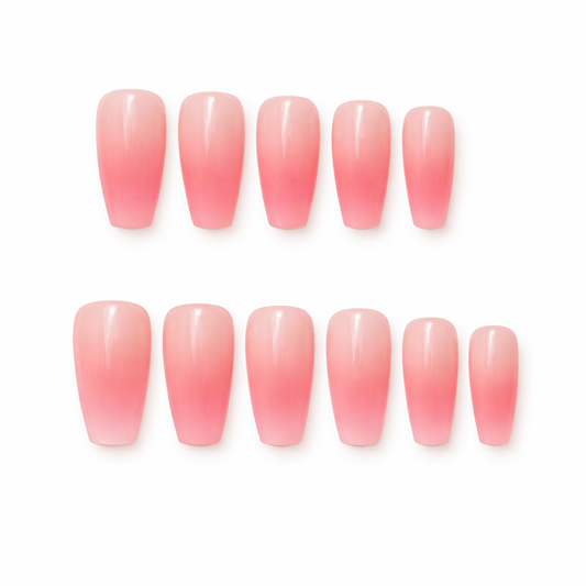 Bright pink tip hand made nails L27