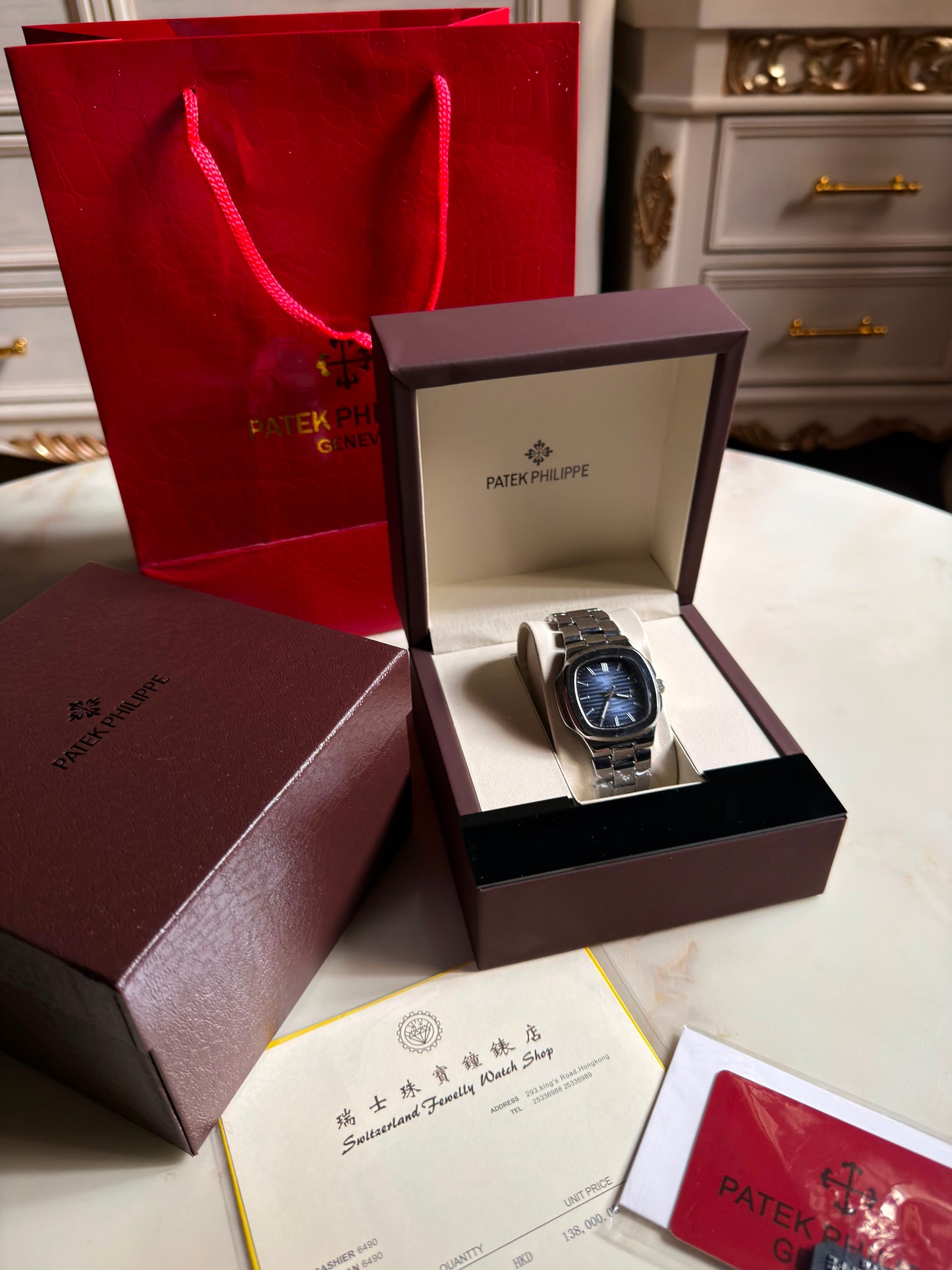 Diamond Steel Blue Patek Philippe Nautilus Watches (With Box & Proper Packaging)