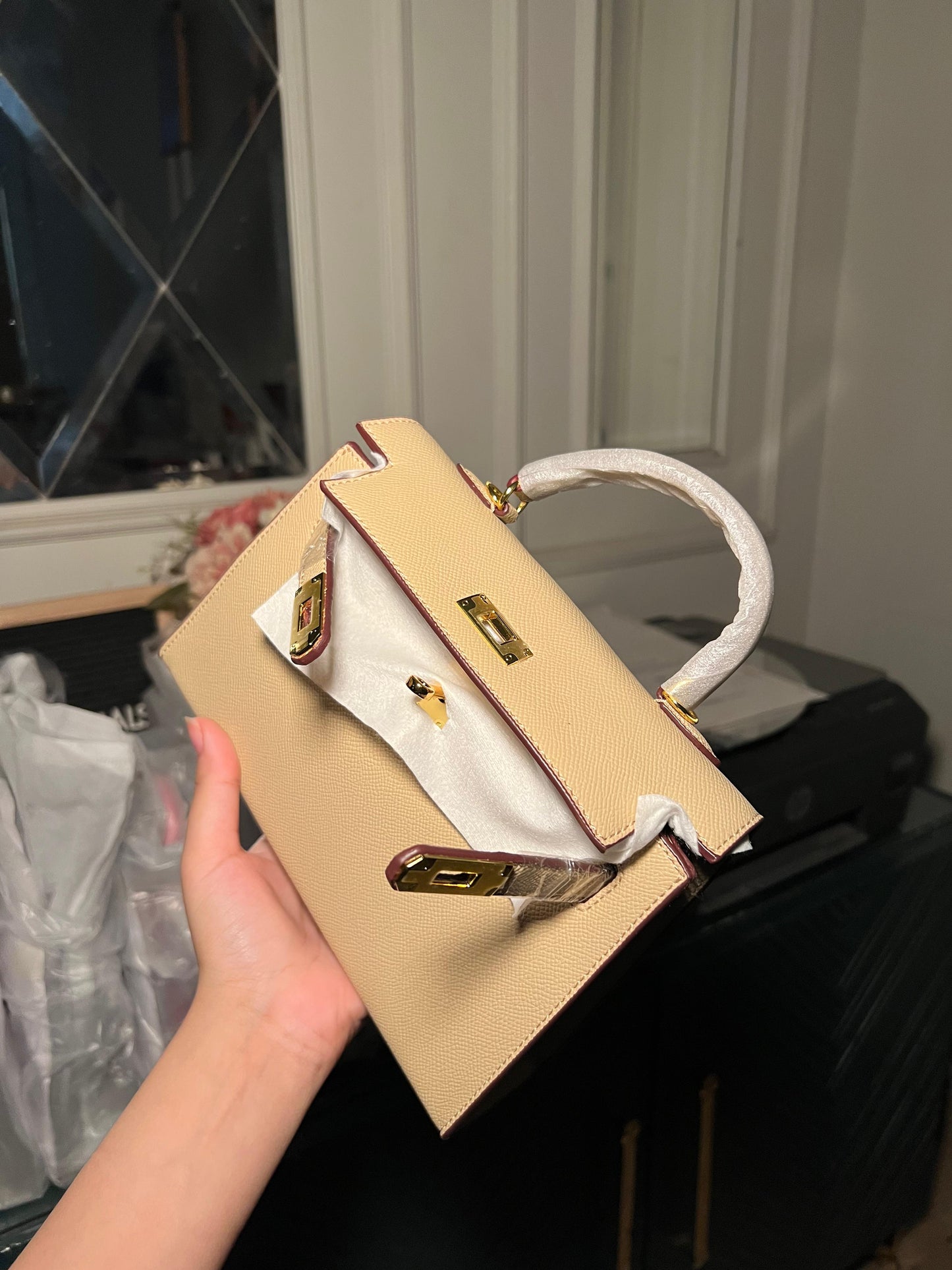 Beige Mini Kelly Bag (available for immediate delivery)