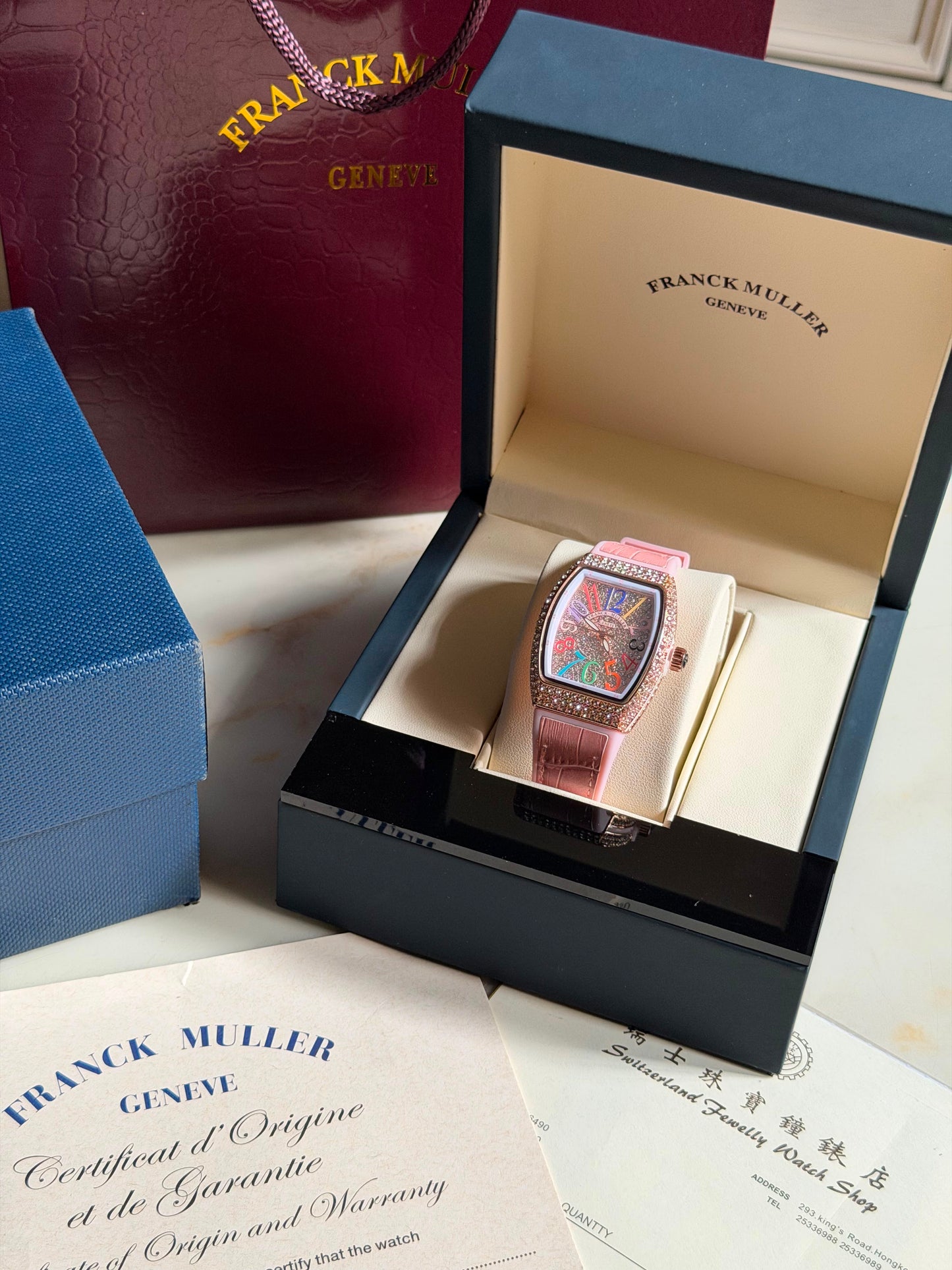 Candy Pink Multicolors Franck Muller Watches( With box & Proper Packaging)