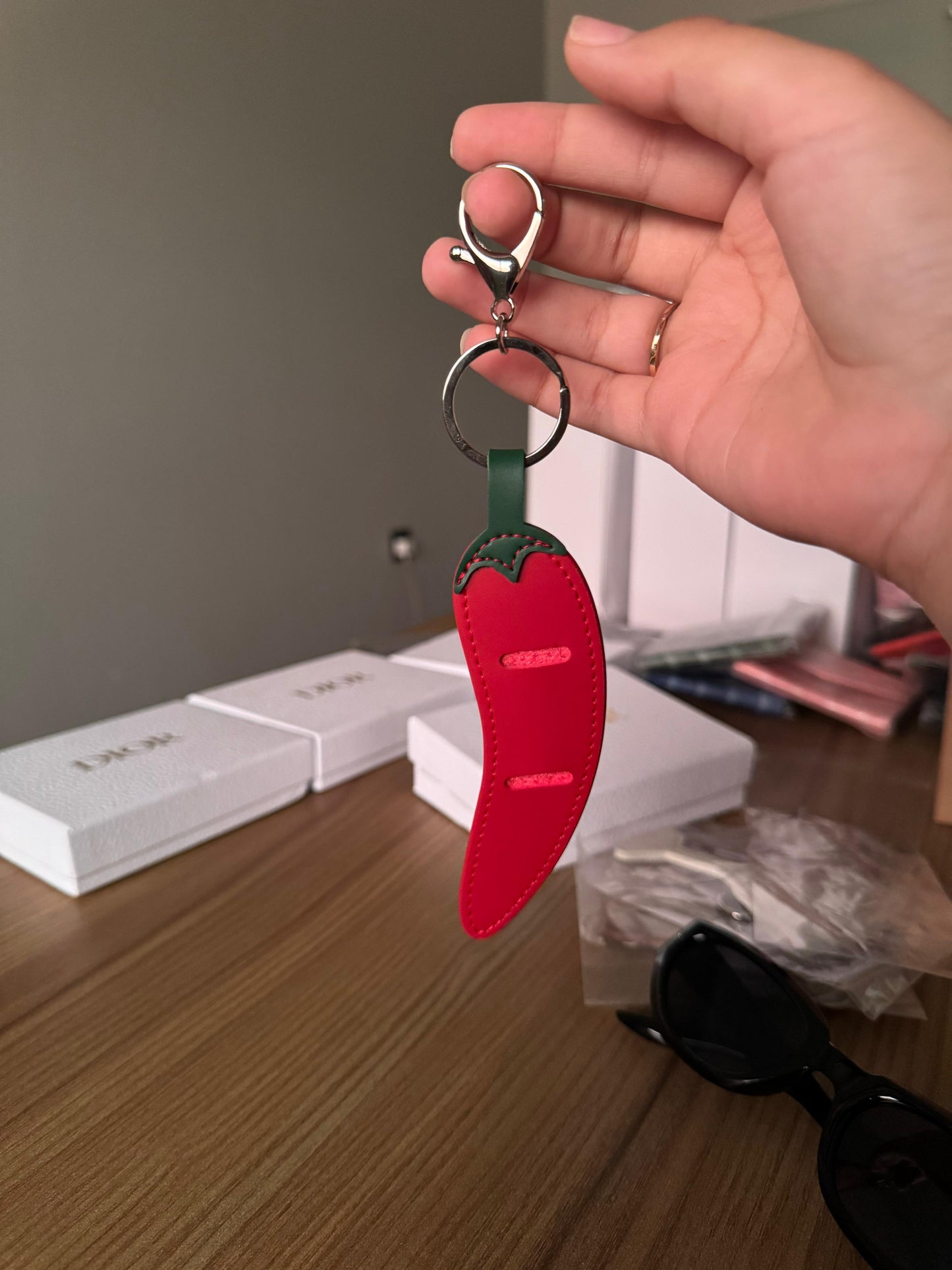 Key Chain Pendant Thickened PU Leather Hanging Sunglasses Glasses Storage