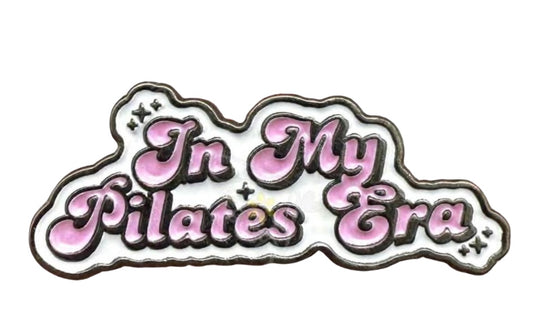“In My Pilates Era” Text Pin – 40 × 10 mm Metal Phone Sticker